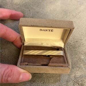 Dante Tie Clip Gold Tone Etched with Box